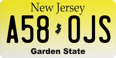 NJ license plate A58OJS