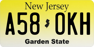 NJ license plate A58OKH