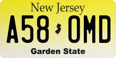 NJ license plate A58OMD