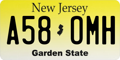 NJ license plate A58OMH