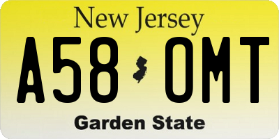 NJ license plate A58OMT