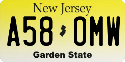 NJ license plate A58OMW