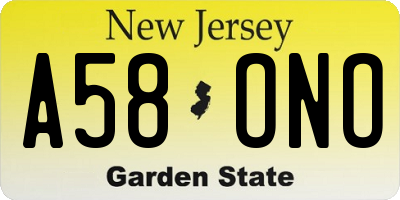 NJ license plate A58ONO