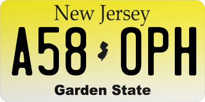 NJ license plate A58OPH