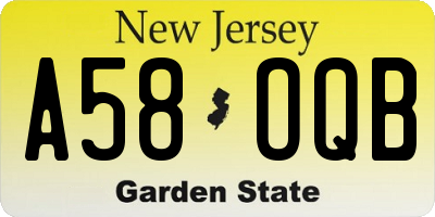 NJ license plate A58OQB