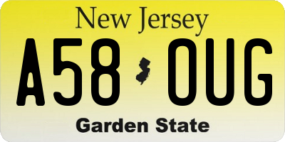 NJ license plate A58OUG