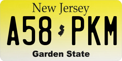 NJ license plate A58PKM