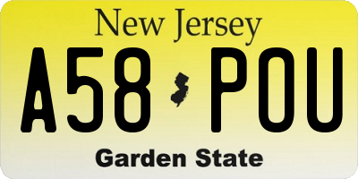 NJ license plate A58POU