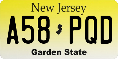 NJ license plate A58PQD