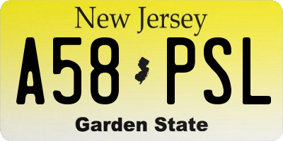 NJ license plate A58PSL