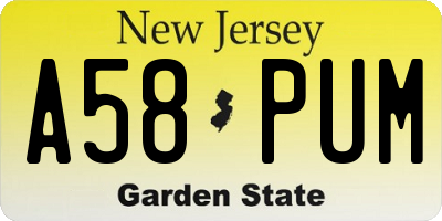 NJ license plate A58PUM