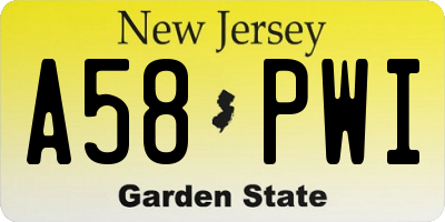 NJ license plate A58PWI