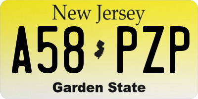 NJ license plate A58PZP