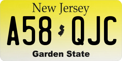 NJ license plate A58QJC