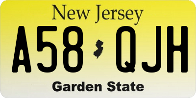 NJ license plate A58QJH