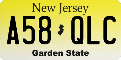 NJ license plate A58QLC