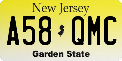 NJ license plate A58QMC