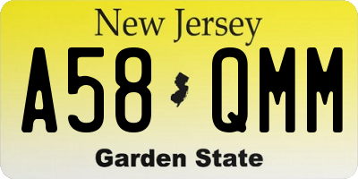 NJ license plate A58QMM