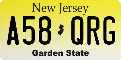 NJ license plate A58QRG