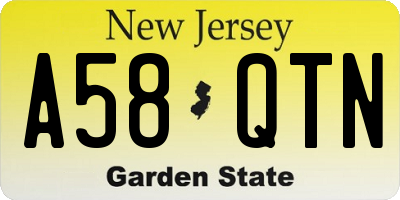 NJ license plate A58QTN