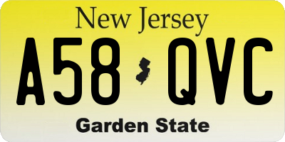 NJ license plate A58QVC