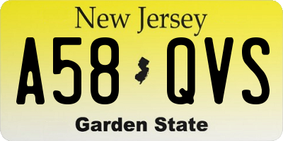 NJ license plate A58QVS
