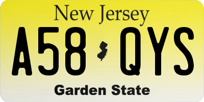 NJ license plate A58QYS