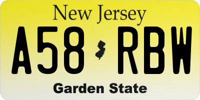 NJ license plate A58RBW