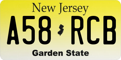 NJ license plate A58RCB