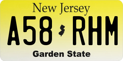 NJ license plate A58RHM