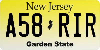 NJ license plate A58RIR