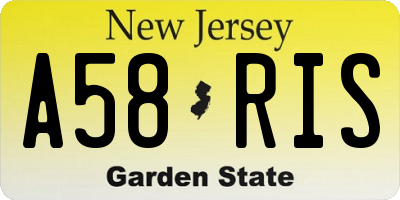 NJ license plate A58RIS