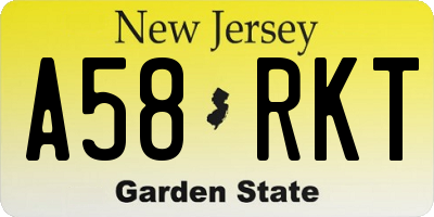 NJ license plate A58RKT