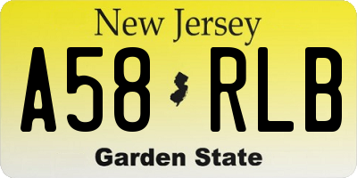 NJ license plate A58RLB