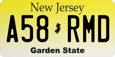 NJ license plate A58RMD