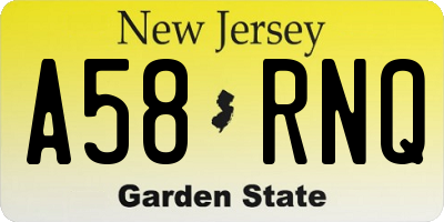 NJ license plate A58RNQ
