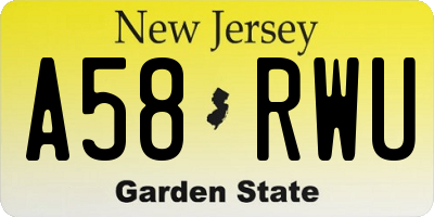 NJ license plate A58RWU