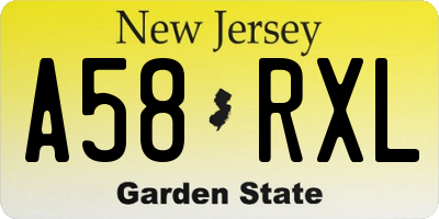 NJ license plate A58RXL
