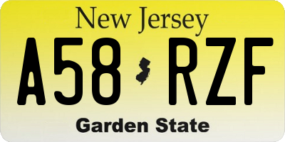 NJ license plate A58RZF