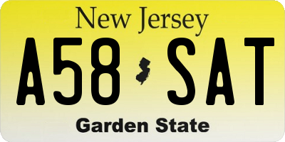 NJ license plate A58SAT