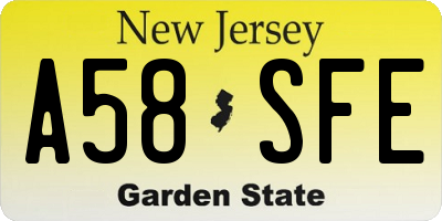 NJ license plate A58SFE