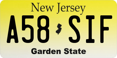 NJ license plate A58SIF