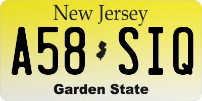 NJ license plate A58SIQ