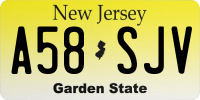 NJ license plate A58SJV