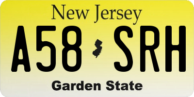NJ license plate A58SRH
