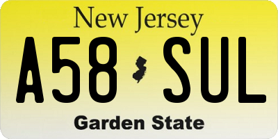 NJ license plate A58SUL