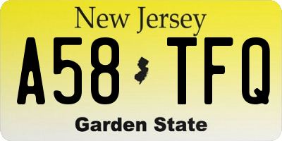 NJ license plate A58TFQ