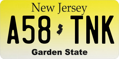 NJ license plate A58TNK