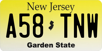 NJ license plate A58TNW