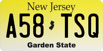 NJ license plate A58TSQ